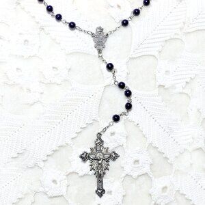 Our Lady Of Fatima 1917-2017 Vintage Blue Rosary Religious Prayer Beads